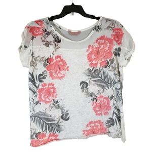 SJS Floral Short Sleeve Chiffon Top